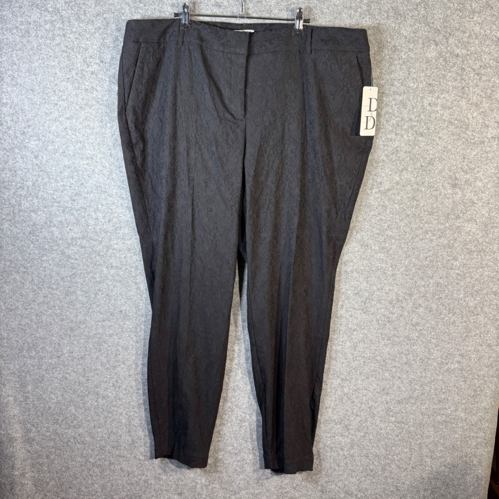 Dalia Collection Women's‎ Black Floral Jacquard Dress Pants Career Size 20W